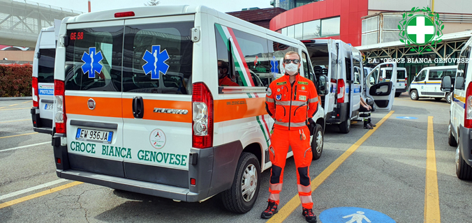 Rinforzi medici per la Liguria in arrivo da Bologna trasportati dalla Croce Bianca Genovese