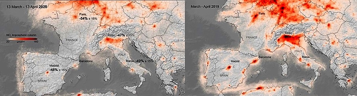 Cambiamenti ambientali da coronavirus visti dalla piattaforma Race