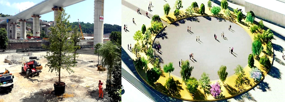 Ponte di Genova, la “Radura della Memoria” sta prendendo forma