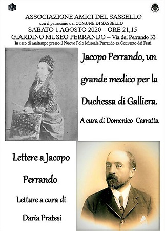 Sassello, giardino del Museo ore 21,15 conferenza sul medico della Duchessa di Galliera, Jacopo Perrando