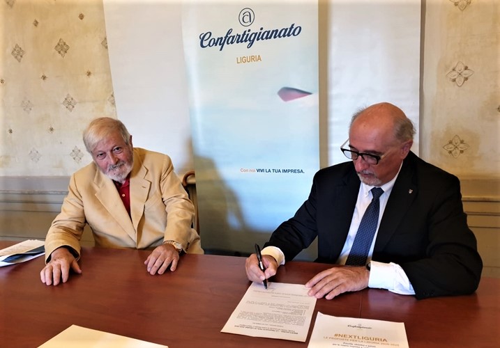 Liguria elezioni. Il candidato presidente Massardo primo a firmare le proposte Confartigianato