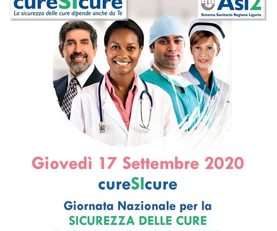 Asl2 Savona. 17 settembre Giornata nazionale Sicurezza delle cure e della persona assistita