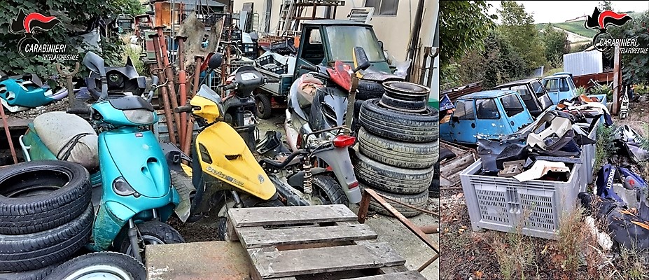 Meccanico di Cuneo beccato con oltre 150 moto, auto, rifiuti ferrosi in abbandono