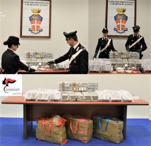 Maxi-operazione dei carabinieri di Savona, due arresti e sequestro droga per oltre 5milioni di valore