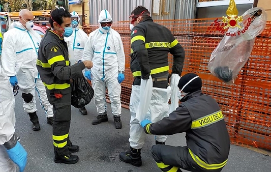 Vigili del fuoco Genova e La Spezia per paziente Covid obeso, escursionista infortunata e auto nel canale