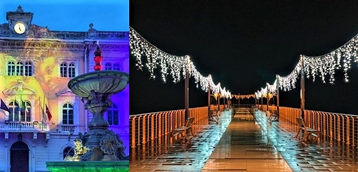 Alassio in un gioco di colori con le luminarie natalizie