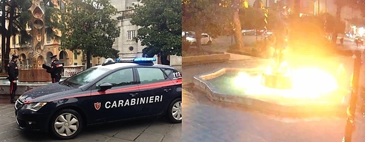 41enne festeggia incendiando una fontana a Spezia