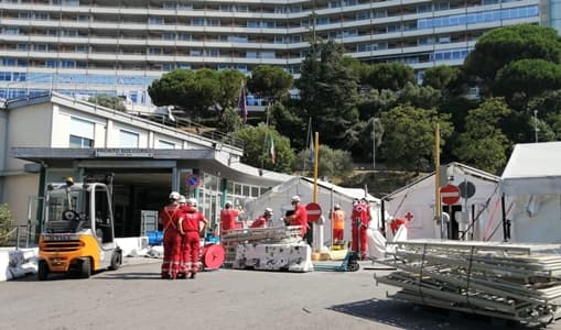 San Martino, smantellamento tensostruttura Covid della Cri