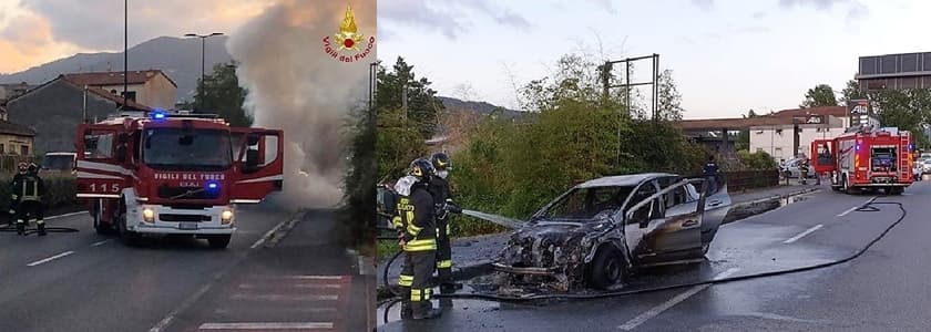 Vigili del fuoco per due incendi: container a Genova e auto a La Spezia