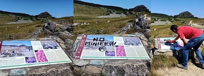 Miniera Tarinè, imbrattati gli indicatori turistici con simboli anarchici