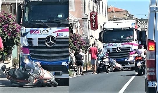 Incidente moto camion sull’Aurelia ad Albisola Superiore