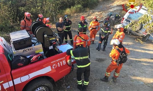 Addestramento Vigili del fuoco e Vab sulle alture di Recco