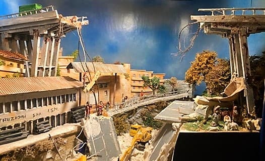 Vergogna, crollo Ponte Morandi in un presepe in mostra a Firenze