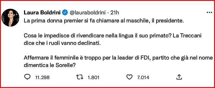 Manca “Sorelle” a Fratelli d’Italia, la Boldrini vuol cambiare l’inno d’Italia?