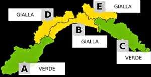 Meteo Liguria 15-12-22 allerta zone BDE