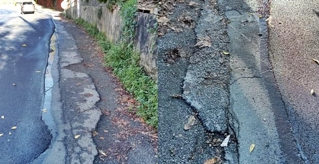 Sassello asfalto ridotto in via Roma: passo pedonale in rosso o nuovi scavi?