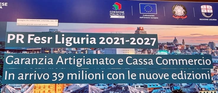 Liguria aziende entroterra 39 milioni da Garanzia Artigianato e Cassa Commercio