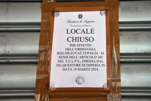 Sanremo Questore di Imperia sospende la licenza bar 2