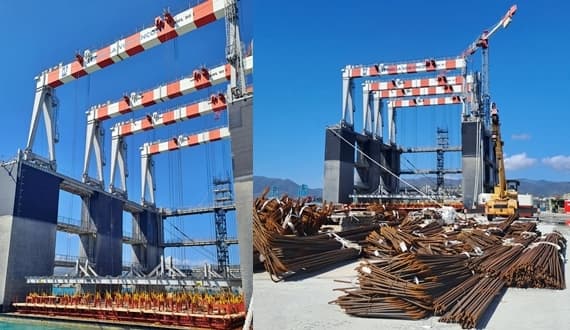 Nel Bacino di Vado Ligure prende forma il primo cassone per la nuova diga di Genova