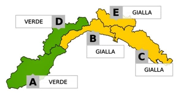 Liguria allerta gialla domani lunedì 5 maggio dalle 00 alle 15 in centro e levante