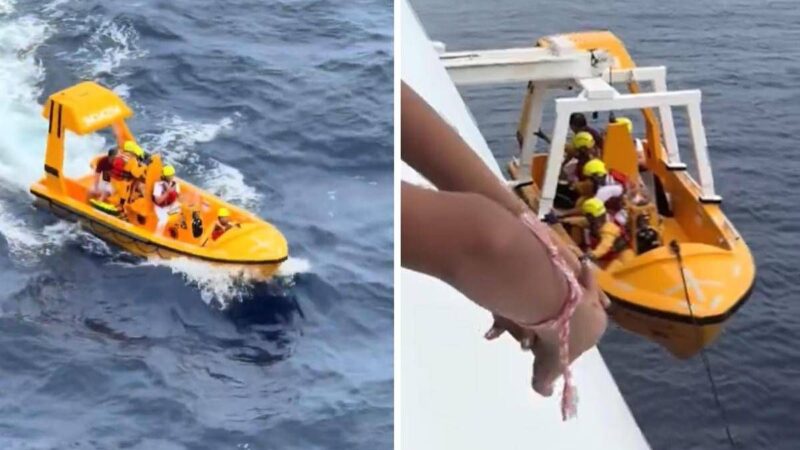 Bambina cade da nave, padre si tuffa: salvati entrambi – Video