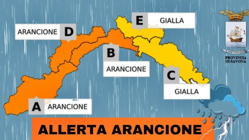 Entroterra savonese: domani 20 ottobre allerta arancione