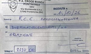 Entroterracheconta dona 2.320 euro alla Croce Bianca Pontinvrea2
