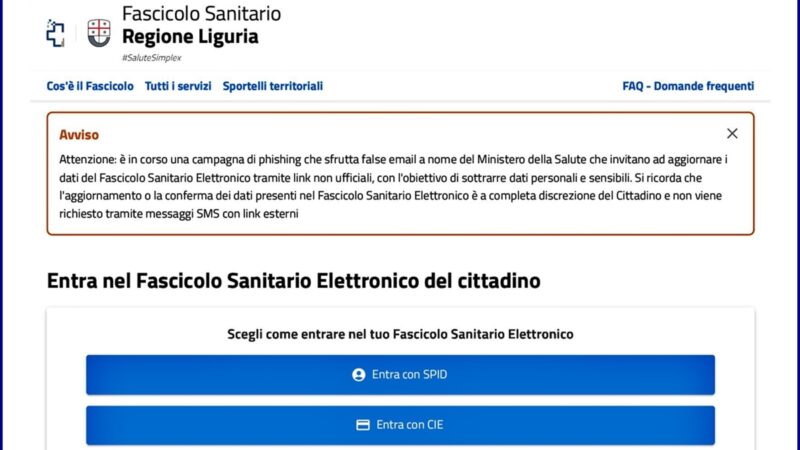 Liguria Sanità, fascicolo sanitario elettronico parte la campagna